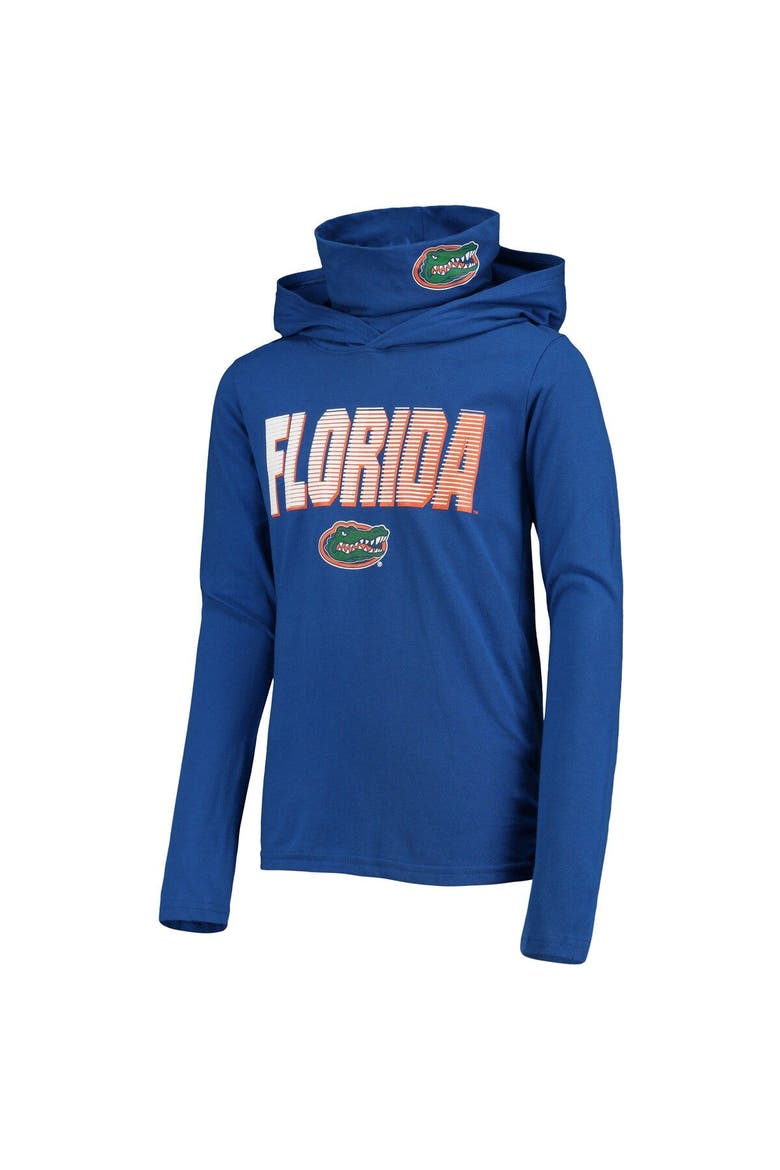Youth Royal Florida Gators Blocker Sewn-in Gaiter Long Sleeve Hoodie T-Shirt, Alternate, color, Royal