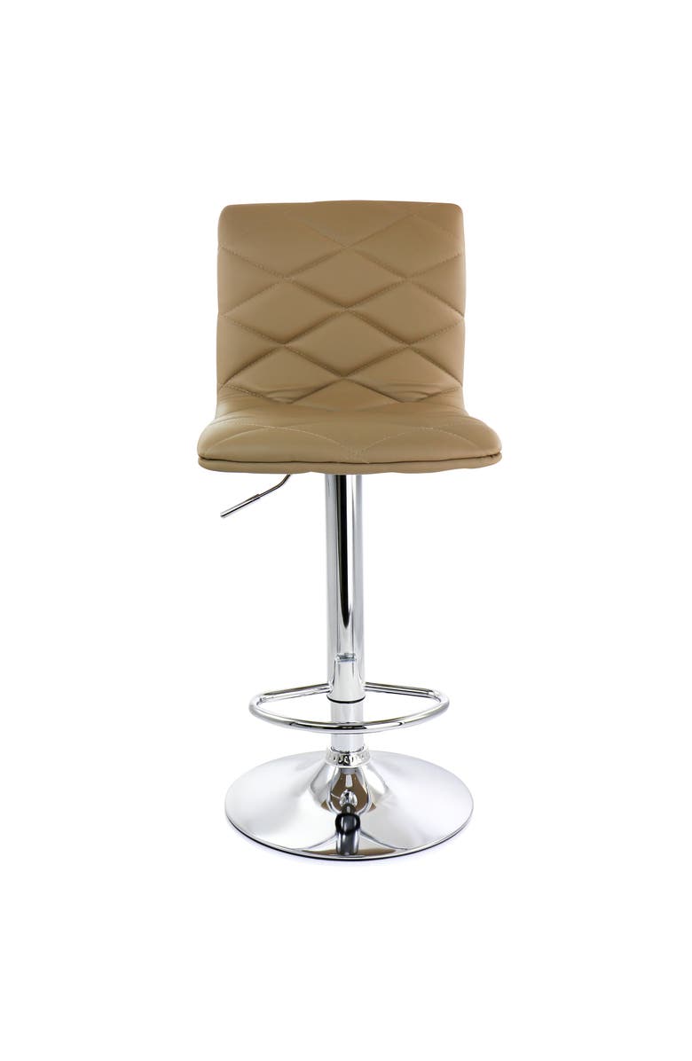 Elama 2 Piece Adjustable Diamond Tufted Faux Leather Bar Stool, Alternate, color, Camel