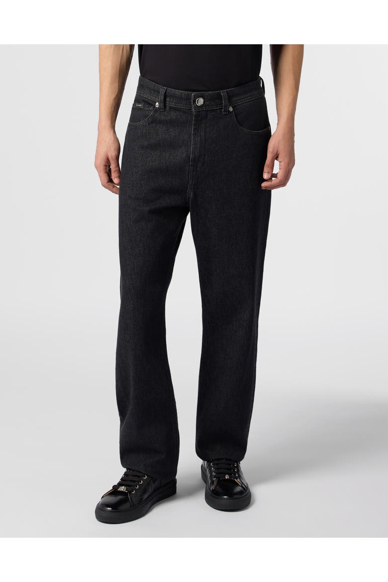 Straight Cut Jeans Bb Monogram Men, Main, color, black