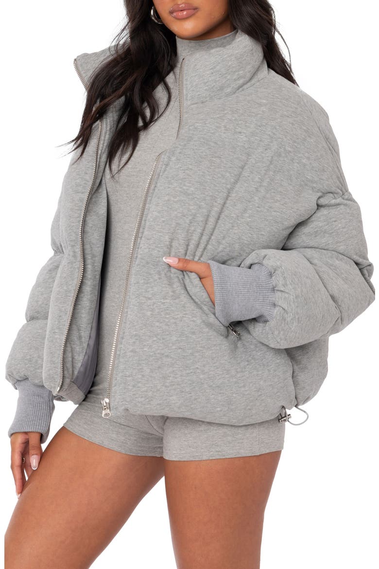 Jersey Puffer Jacket, Alternate, color, GREY MELANGE