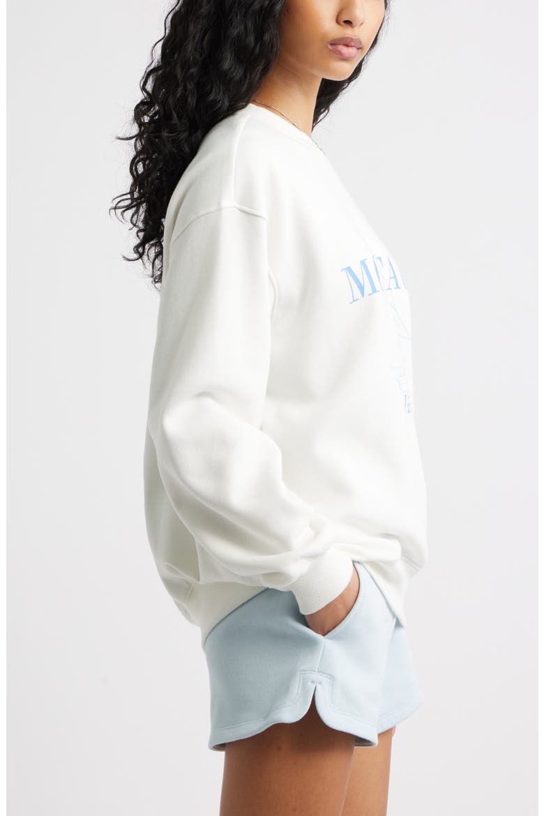 Oversize Crewneck Graphic Sweatshirt, Alternate, color, IVORY- BLUE MONTAUK