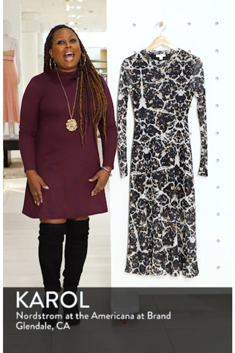 Tortoiseshell Long Sleeve Mesh Midi Dress video