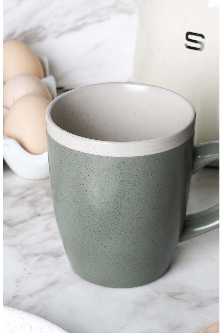 Serenity Stoneware 4-Piece Mug Set, Alternate, color, Green and Cream