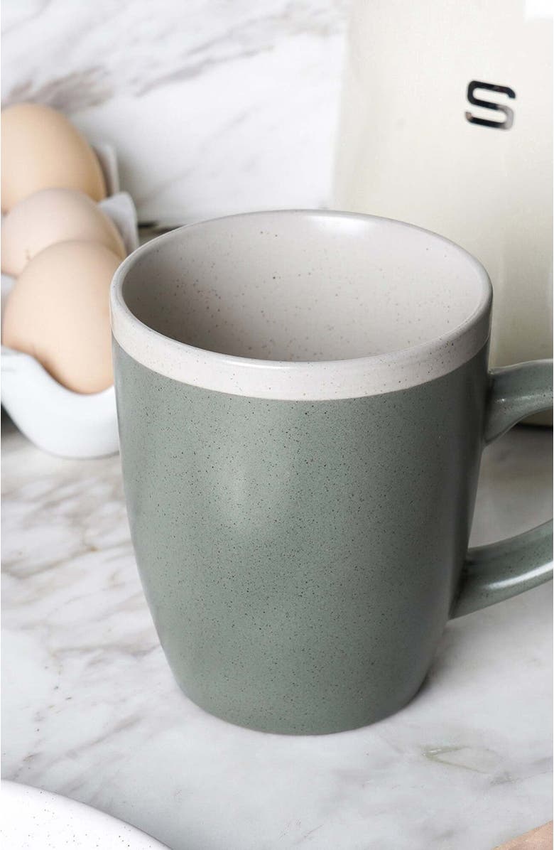 Stone Lain Serenity Stoneware 4-Piece Mug Set, Alternate, color, Green And Cream