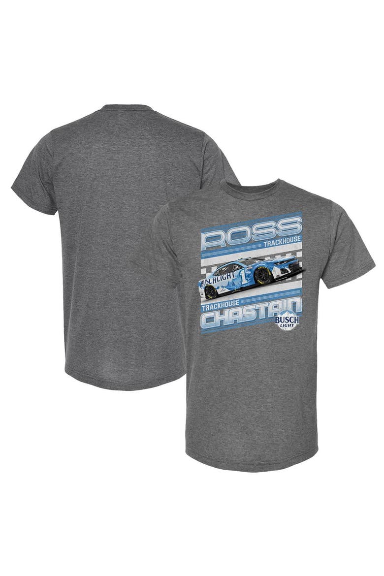 Men's Trackhouse Racing Team Collection Heather Charcoal Ross Chastain Busch Light Car T-Shirt, Alternate, color, Heather Charcoal