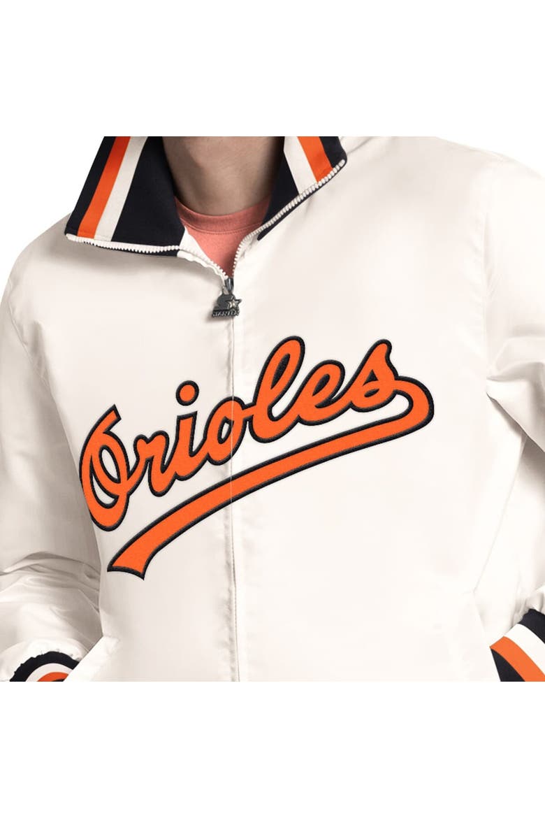 Men's Starter White Baltimore Orioles The Captain Cooperstown Logo Full-Zip Varsity Jacket, Alternate, color, Cream