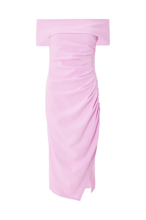 Quiz Scuba Crepe Bardot Midi Dress With Button Detail In Lilac