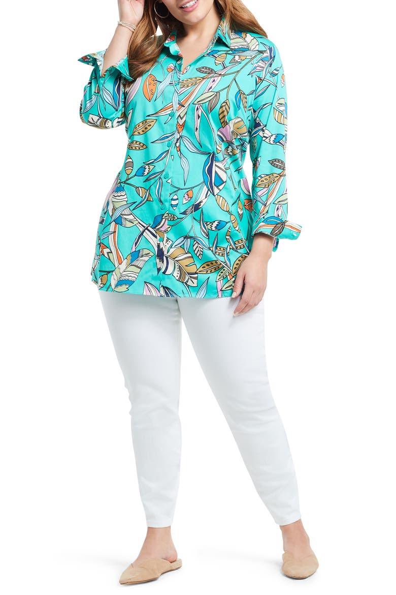 Riviera Botanic Floral Button-Up Shirt, Alternate, color, GREEN MULTI