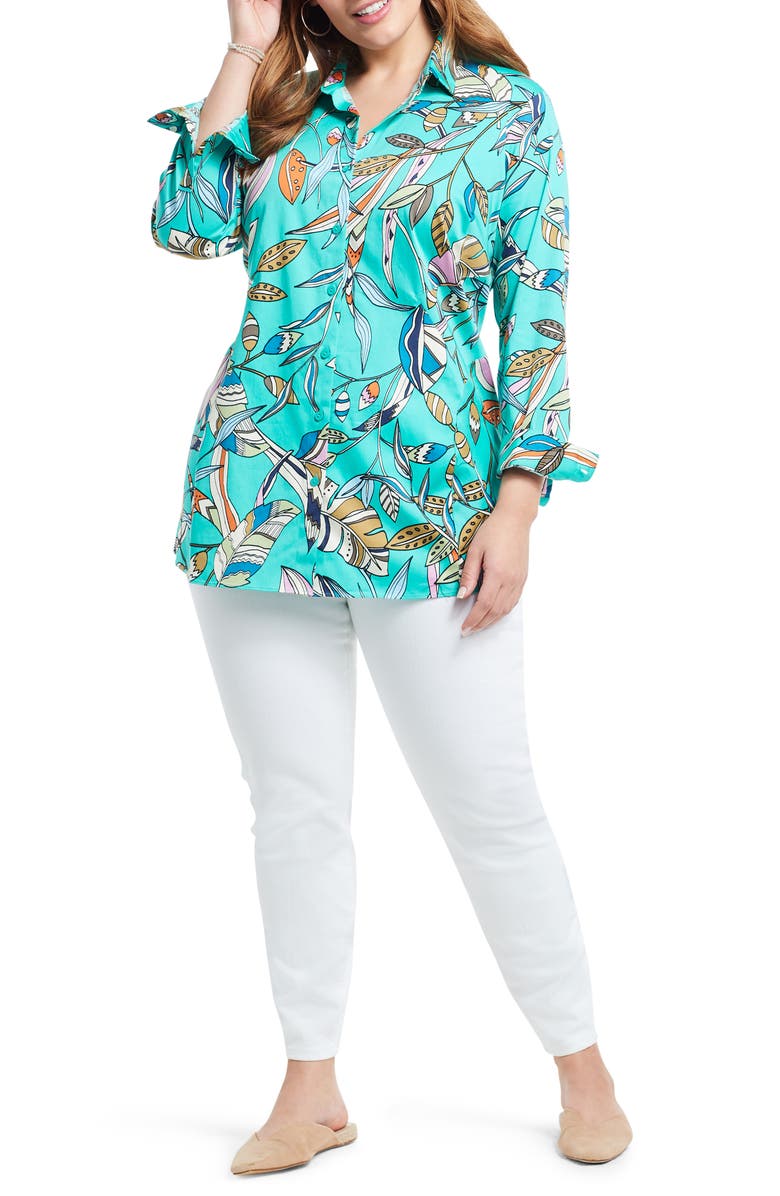 NIC+ZOE Riviera Botanic Floral Button-Up Shirt, Alternate, color, 