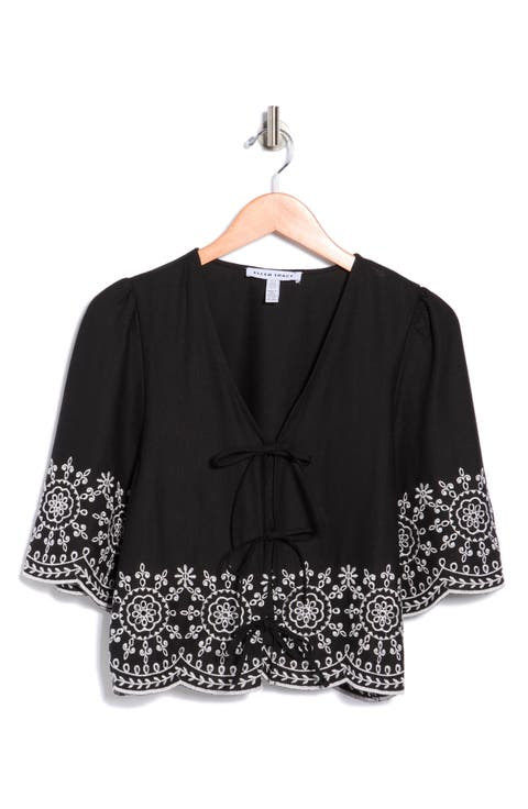 Eyelet Embroidered Tie Top