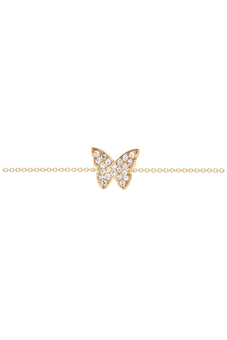 Diamond Butterfly Pendant Bracelet, Main, color, YELLOW GOLD