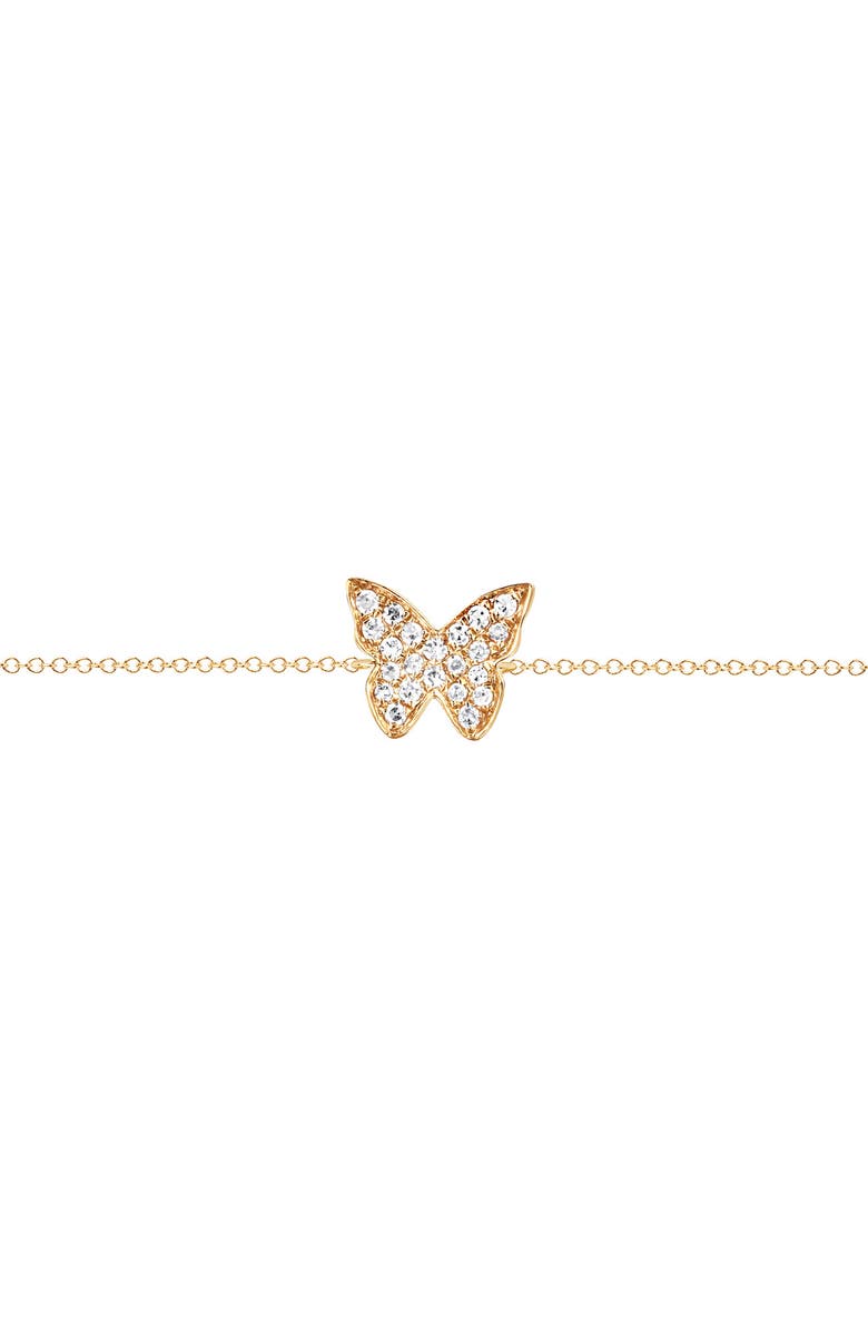 EF Collection Diamond Butterfly Pendant Bracelet, Main, color, Yellow Gold