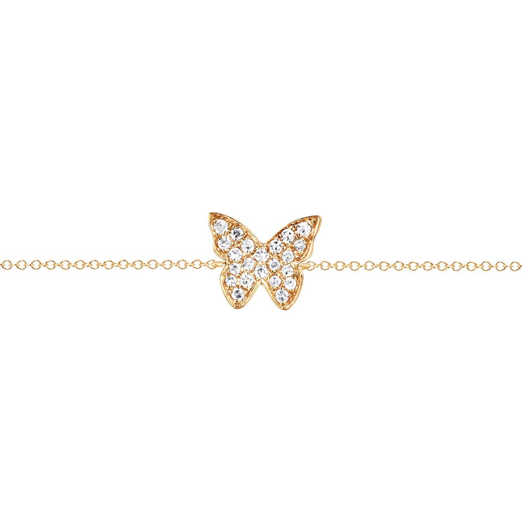 EF Collection Diamond Butterfly Pendant Bracelet in Yellow Gold at Nordstrom, Size 7.5"