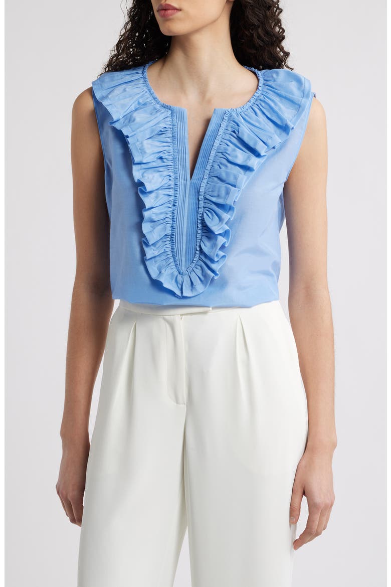 Ruffle Sleeveless Top, Main, color, DUSTY BLUE