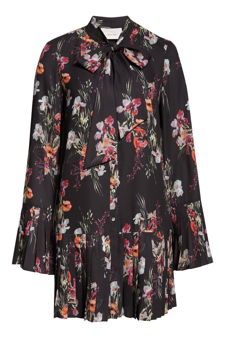 Iris Bouquet Alinda Long Sleeve Shirtdress, Alternate, color, BLACK MULTI