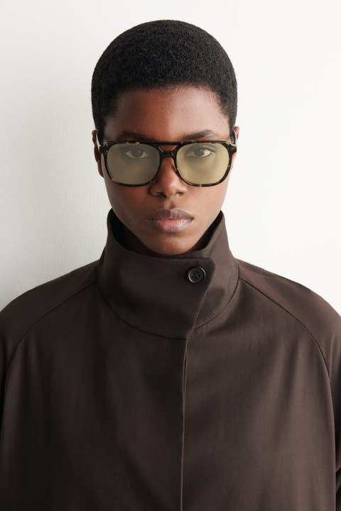 Square-Frame Aviator Sunglasses