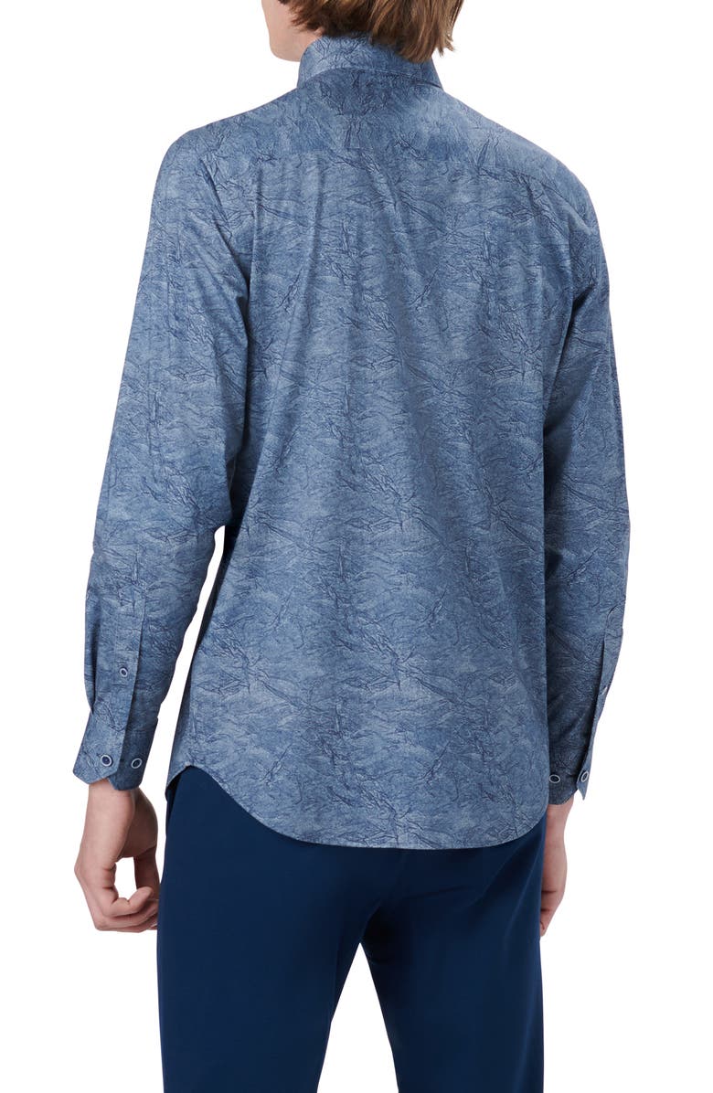 Bugatchi OoohCotton<sup>®</sup> Button-Up Shirt, Alternate, color, Indigo