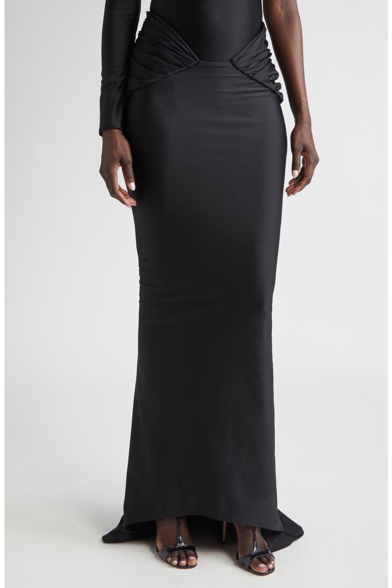 Low Rise Jersey Maxi Skirt with Train, Main, color, BLACK