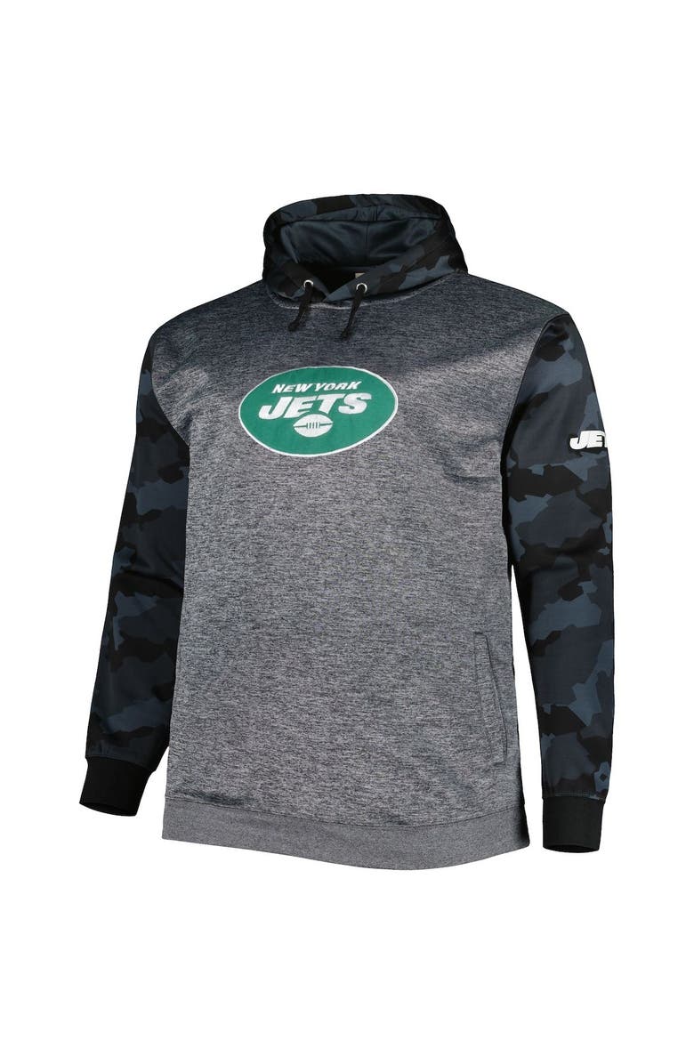 FANATICS Men's Fanatics Branded Heather Charcoal New York Jets Big & Tall Camo Pullover Hoodie, Alternate, color, 