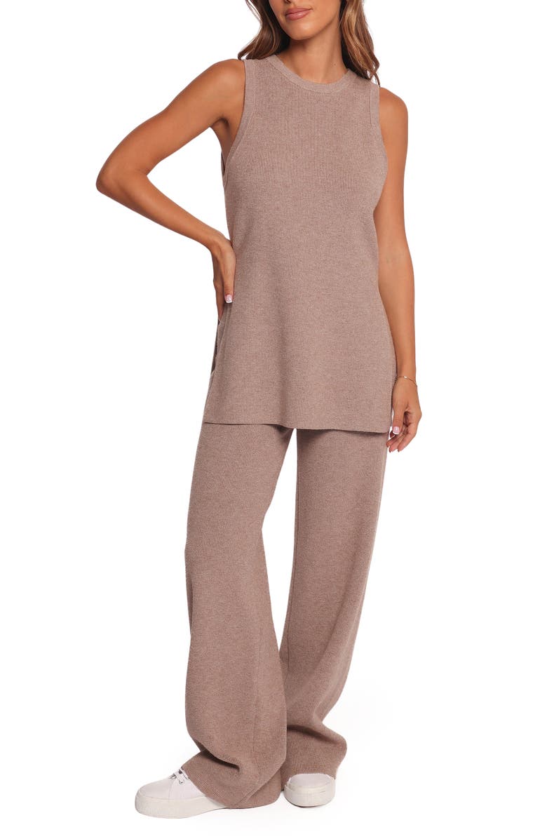 Petal & Pup Ellory Knit Tank & Pants Set, Main, color, Taupe Marle