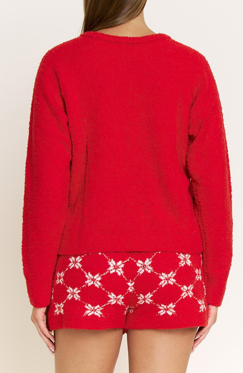 Honeydew Snow Angels Fair Isle Chenille Short Pajamas, Alternate, color, Santa Fair Isle