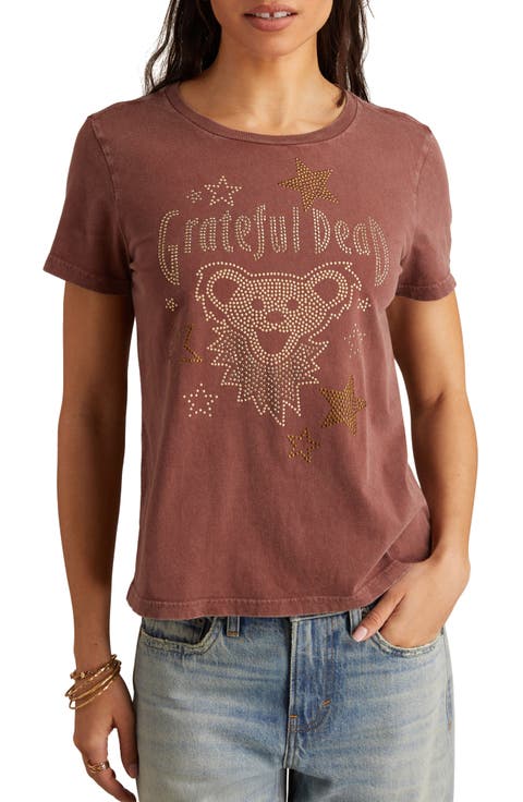 Grateful Dead Stud Embellished Cotton Graphic T-Shirt