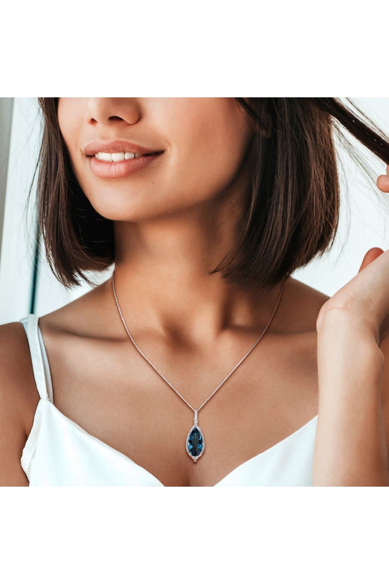 Blue Topaz & Diamond Teardrop Necklace 10k, Alternate, color, Blue Topaz