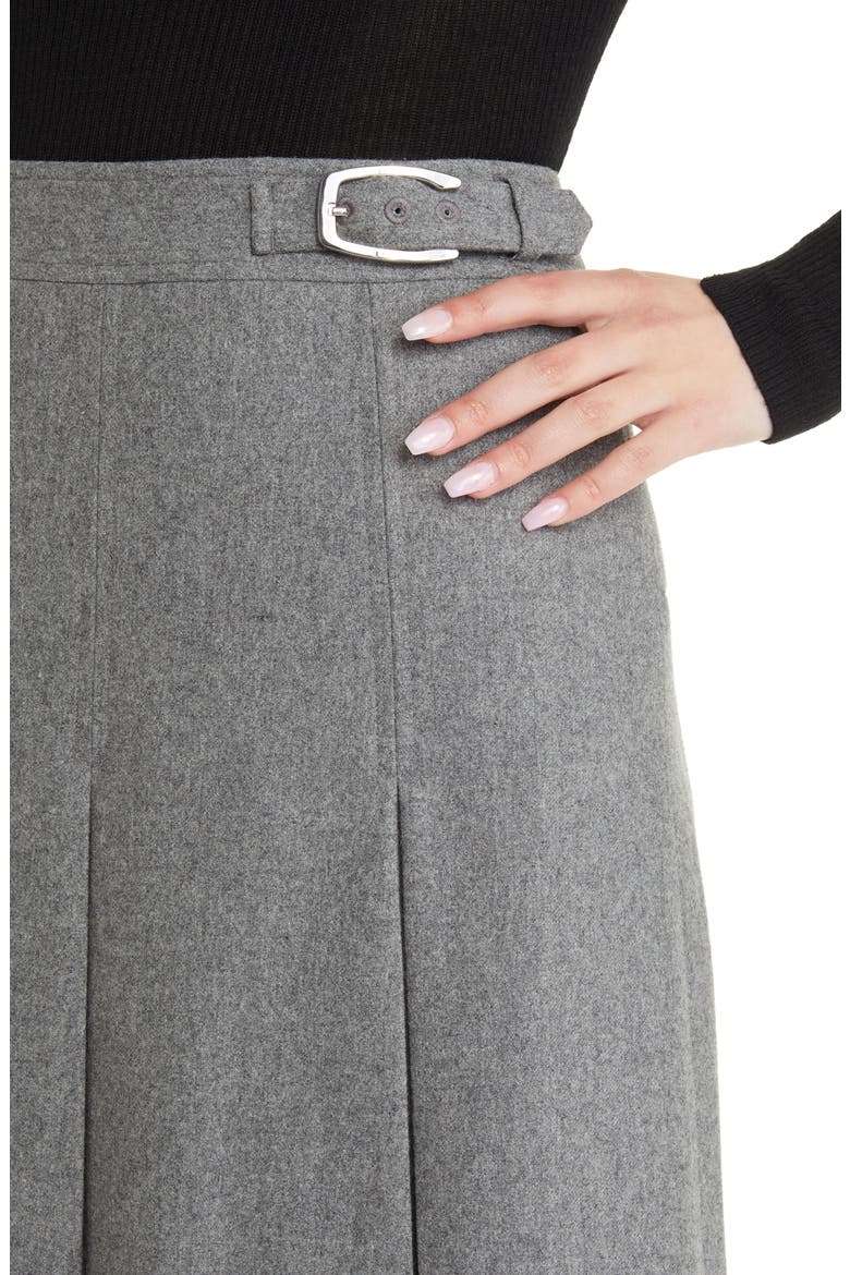Garnet Pleated Wool Blend Skirt, Alternate, color, HTHRGRY