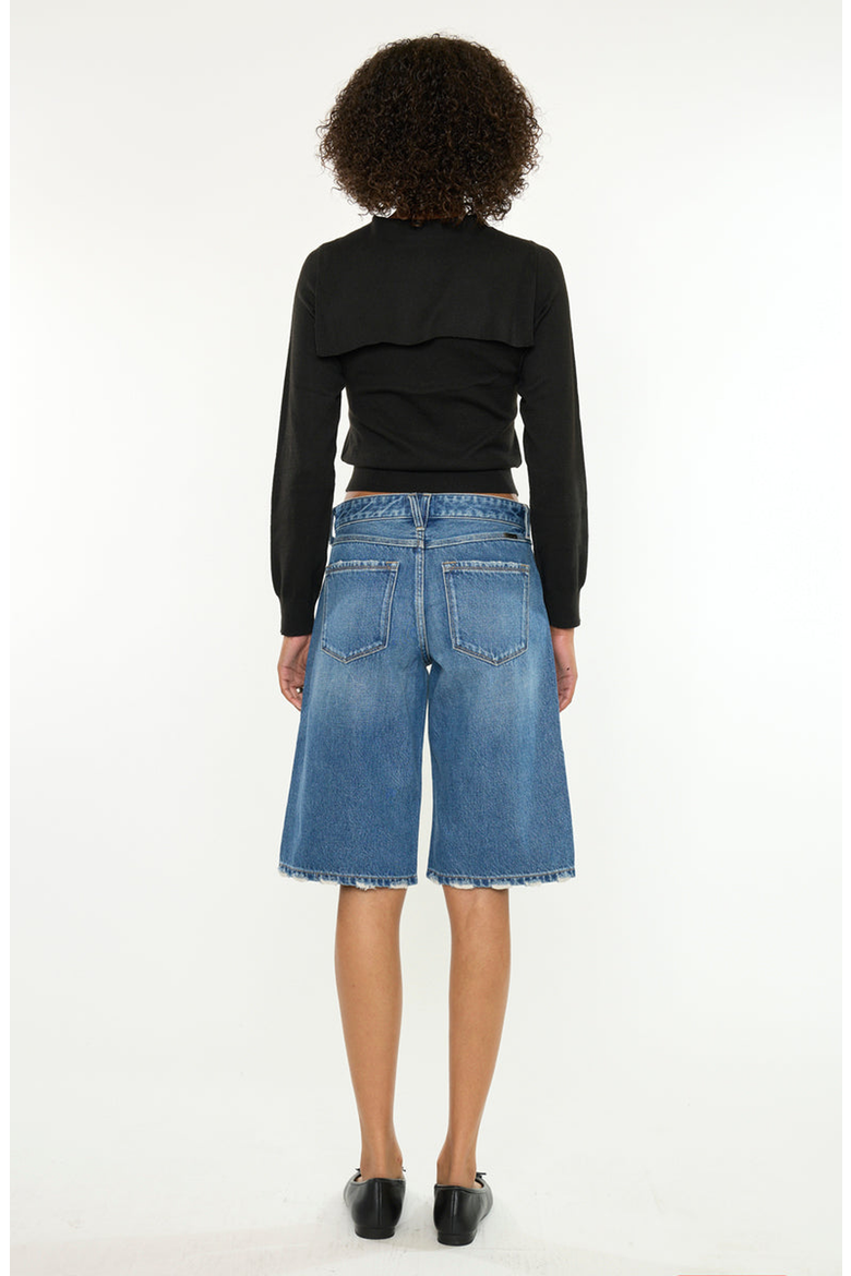Daylin Low Slung Baggy Denim Jort Shorts, Alternate, color, Medium Wash