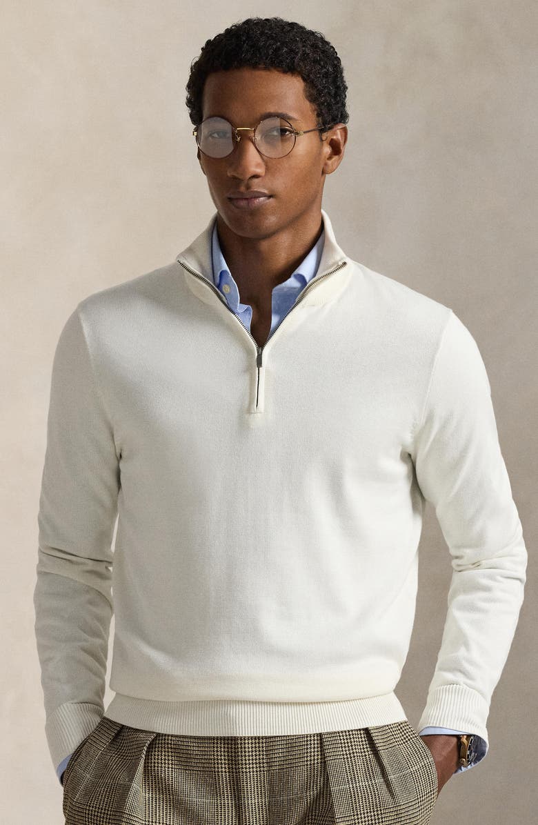 Polo Ralph Lauren Quarter Zip Cotton Sweater, Alternate, color, White