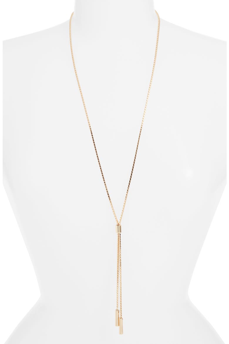 Bar Accent Bolo Y-Necklace, Alternate, color, GOLD