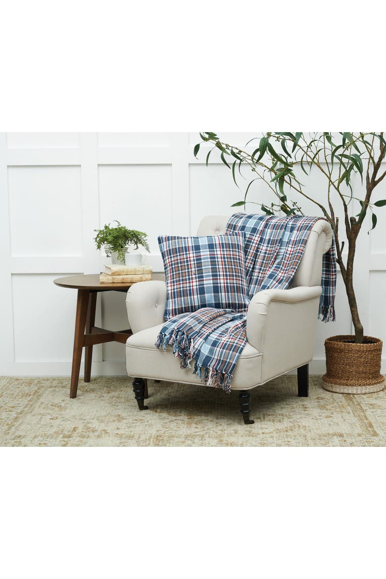 Lawson Lake Plaid Woven Throw Pillow, 18" x 18", Alternate, color, Blue