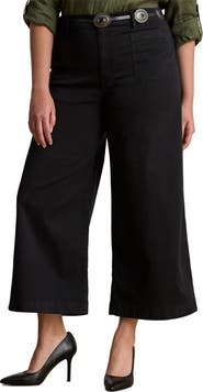 Lauren Ralph Lauren Patch Pocket Crop Wide Leg Twill Chinos