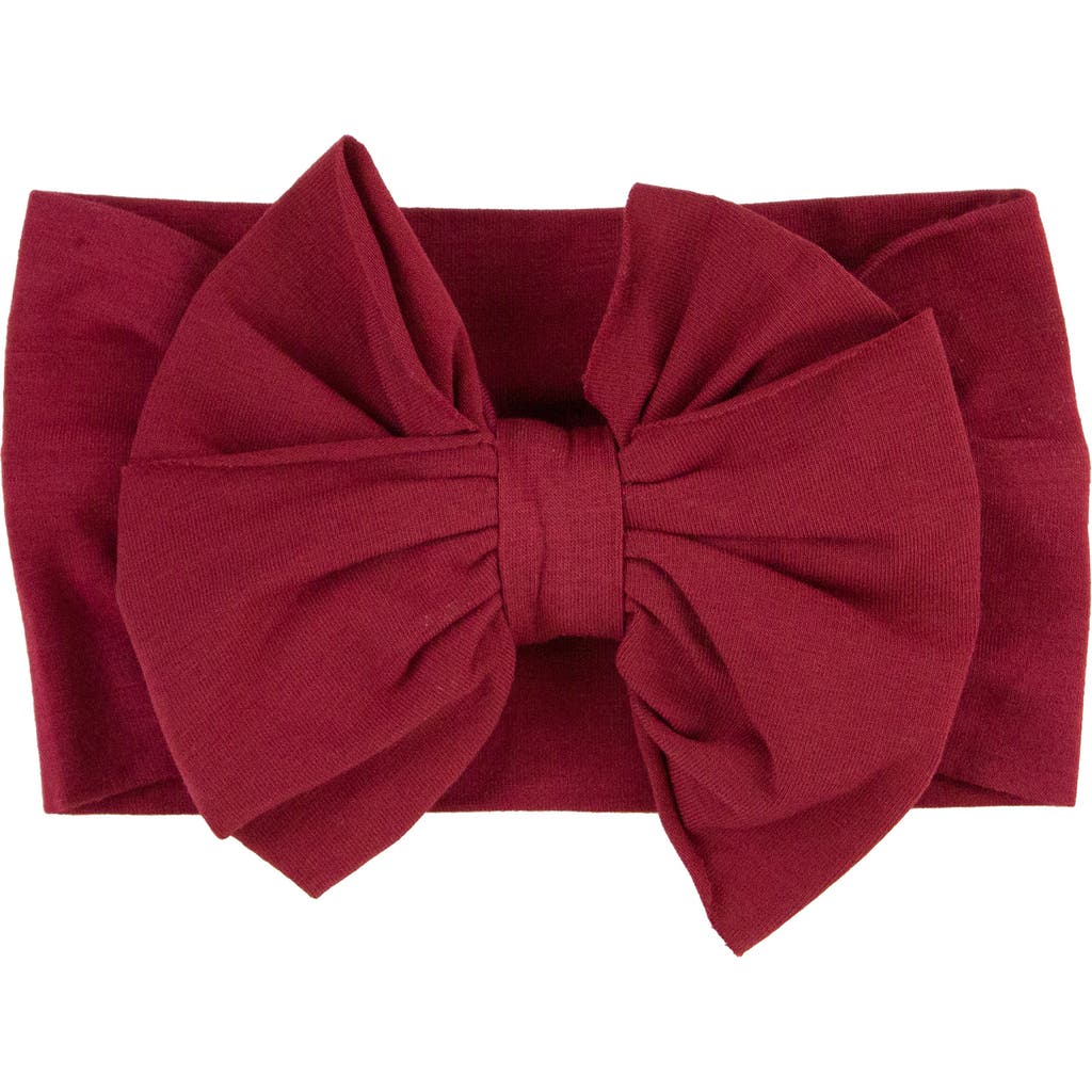RuffleButts Girls Big Bow Headband in Dark Cherry