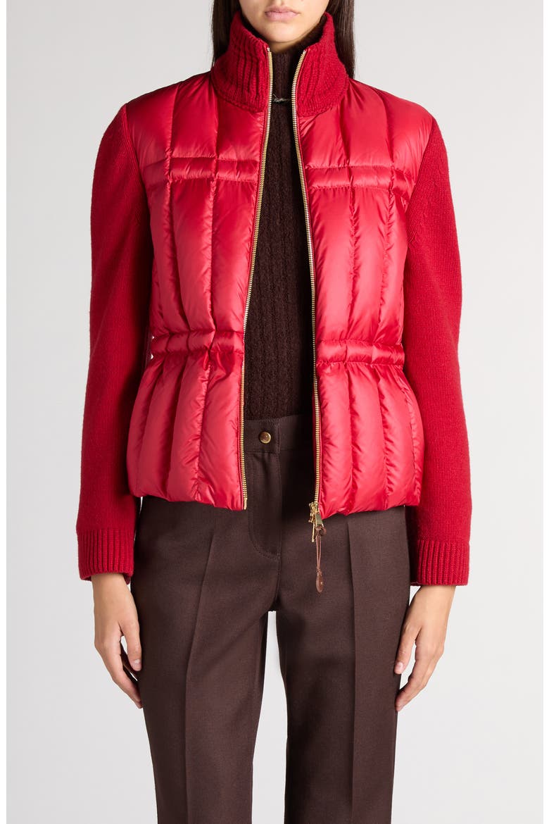 Mixed Media Wool & Cashmere Cardigan, Main, color, RED
