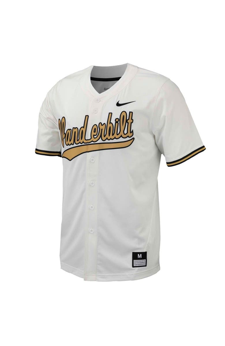 Nike Men's Nike White Vanderbilt Commodores Replica Full-Button Baseball Jersey, Alternate, color, White