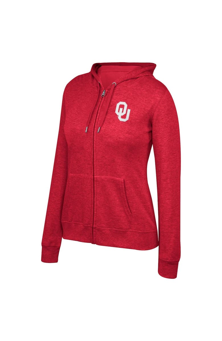 TOP OF THE WORLD Women's Top of the World Heathered Crimson Oklahoma Sooners Essential 2-Hit Full-Zip Hoodie, Alternate, color, 