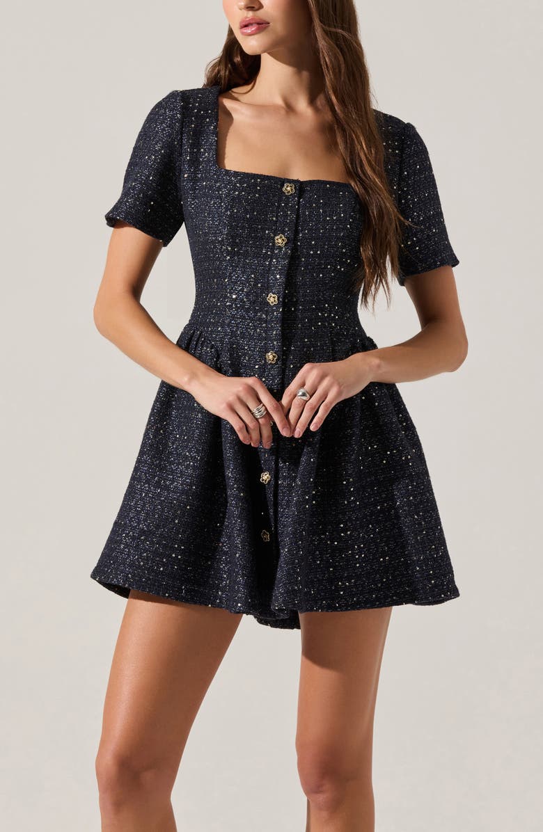 ASTR the Label Janel Metallic Tweed Minidress, Alternate, color,