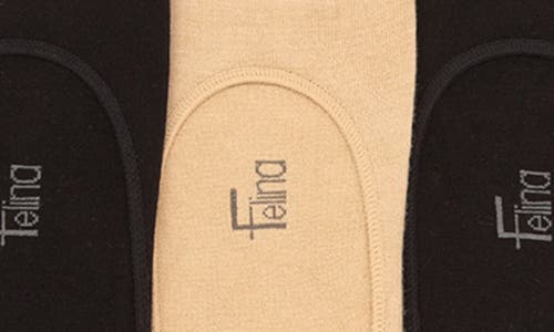 Felina Assorted 6-pack Liner Socks In Black/nude