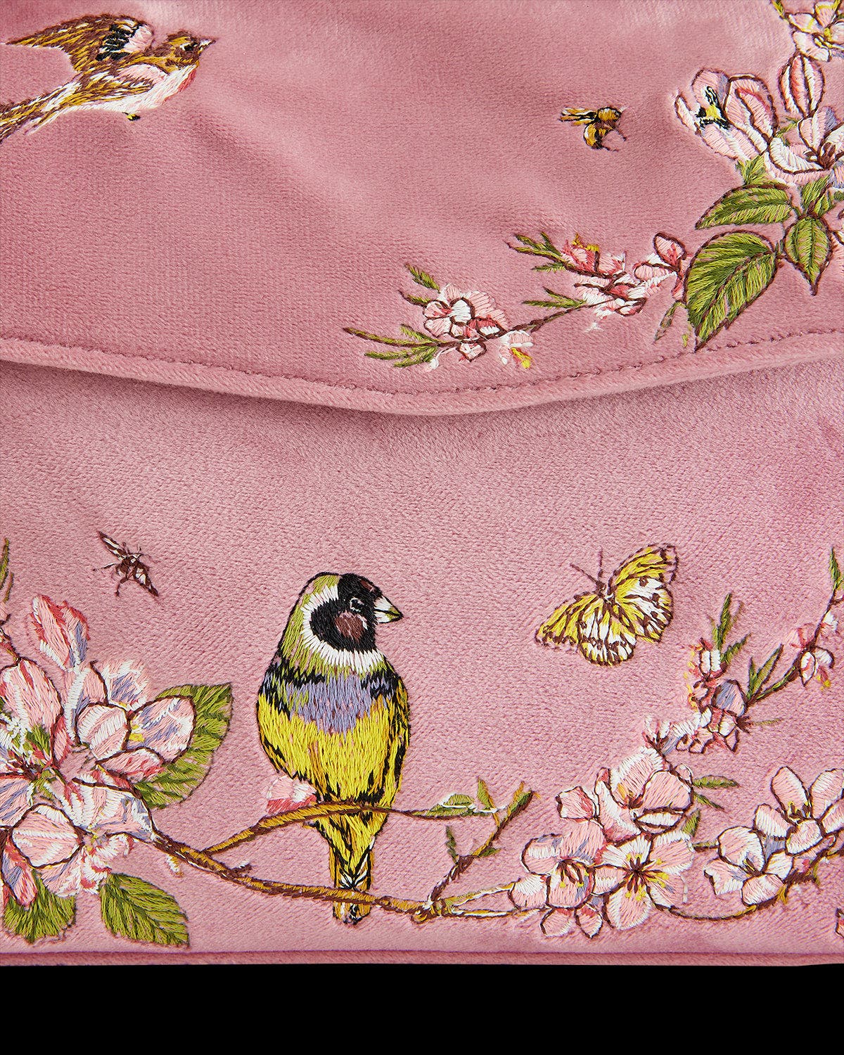 Fable England Song Bird Embroidered Mini Pink Tote, Alternate, color, Pink