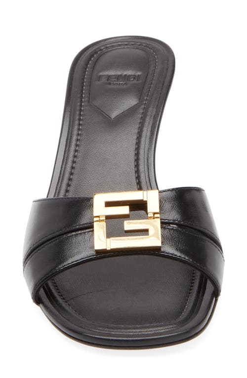 Fendi Fold Leather Kitten-heel Sandals In Black