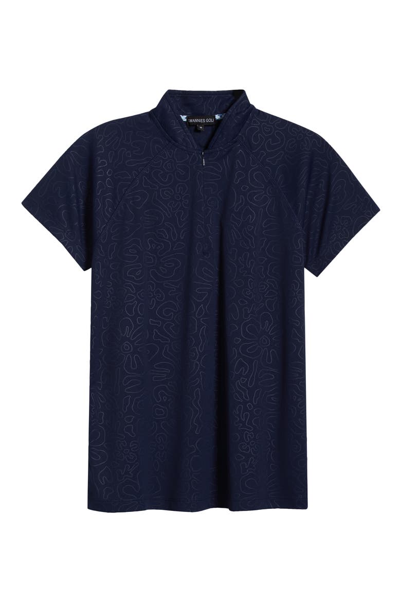 Laura Abstract Print Half Zip Polo, Alternate, color, MIDNIGHT-NAVY