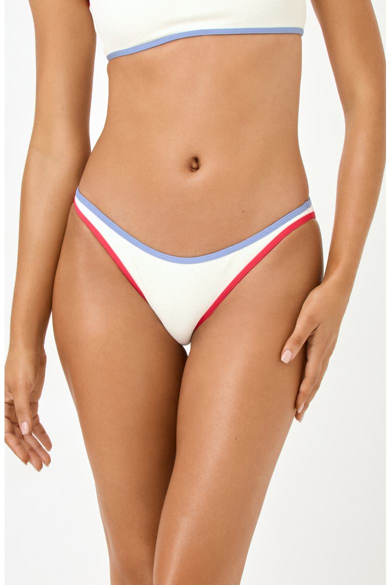Suzi Textured Bikini Bottoms, Main, color, CREAM/ POUT/ CHAMBRAY