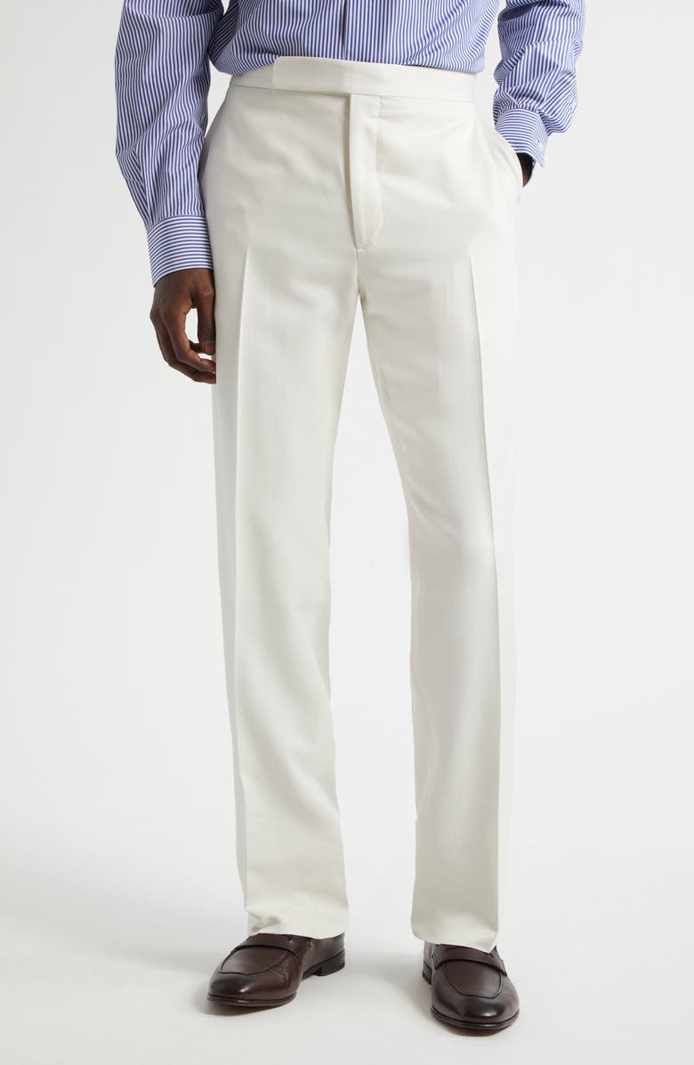 Ralph Lauren Purple Label Gregory Flat Front Mulberry Silk Trousers, Main, color, 
