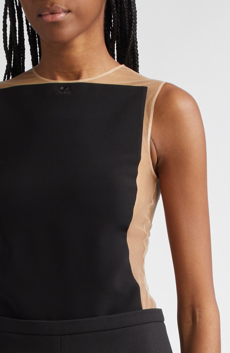 Courrèges Frame Illusion Bodysuit, Alternate, color, Sand / Black