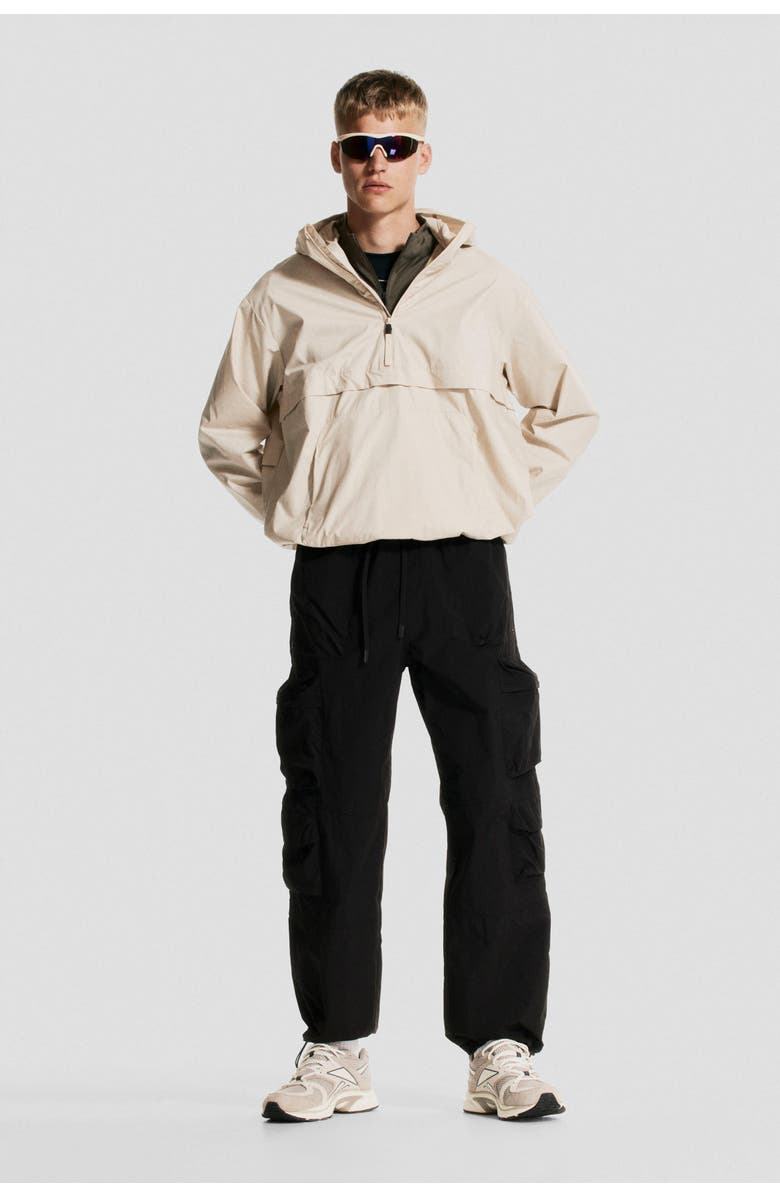 H&M Loose Fit Water-repellent Cargo Trousers, Alternate, color, Black