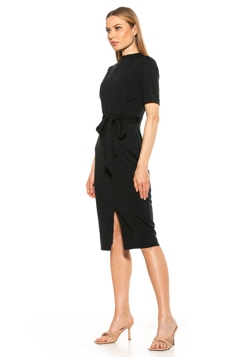 Waist Tie Sheath Dress, Alternate, color, BLACK