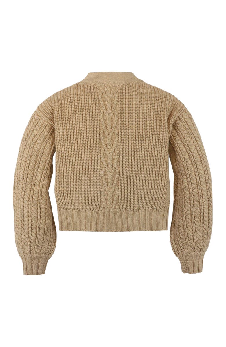 Hope & Henry Baby Girls' Chunky Cable Cardigan, Infant, Alternate, color, Camel Heather Heart Cable