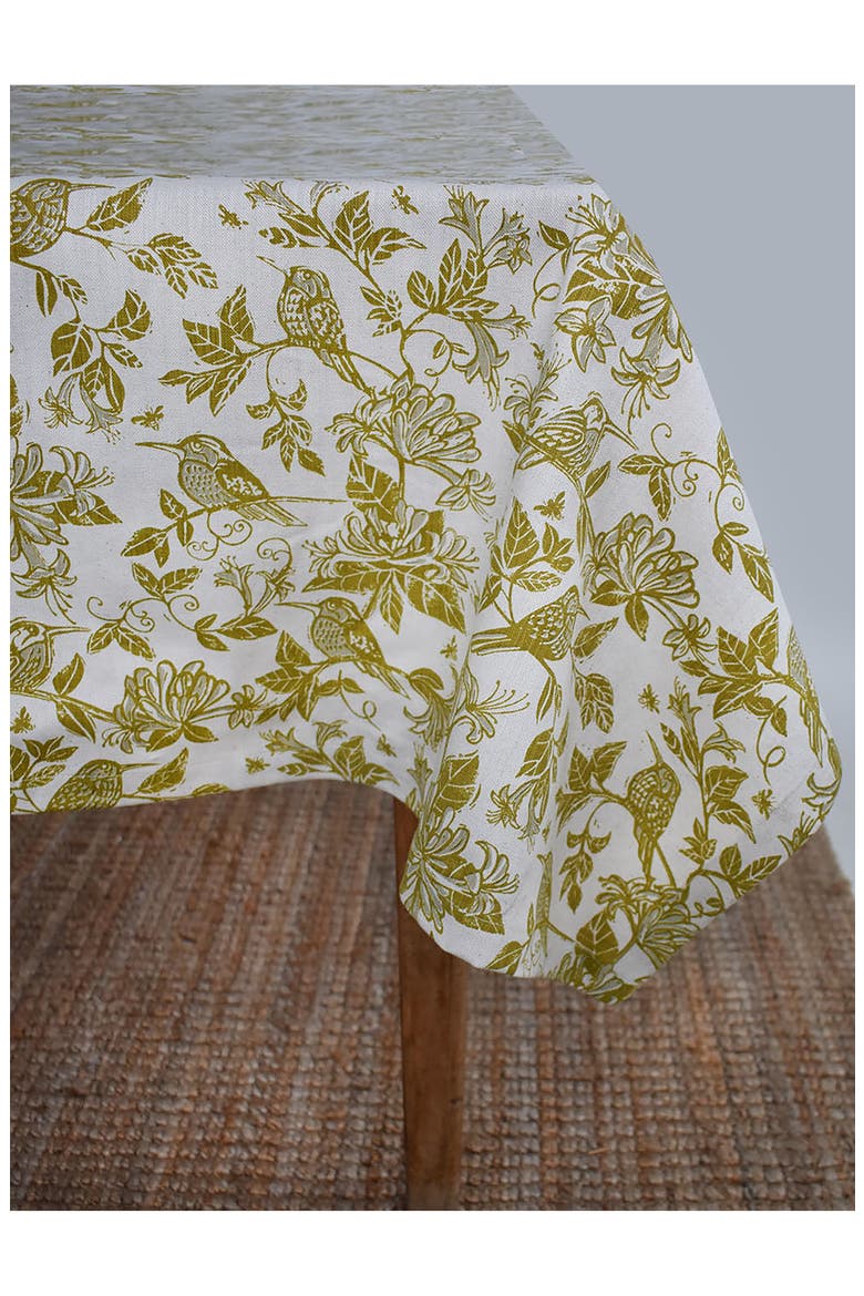 Honeysuckle Botanical Tablecloth, Alternate, color, CHARTREUSE