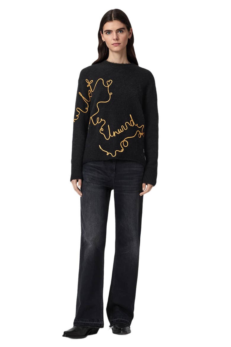 Unwind Jumper Crewneck Sweater, Alternate, color, BLACK
